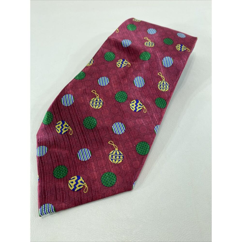 Belisi Red Christmas Holiday Ornaments 59” Silk Tie